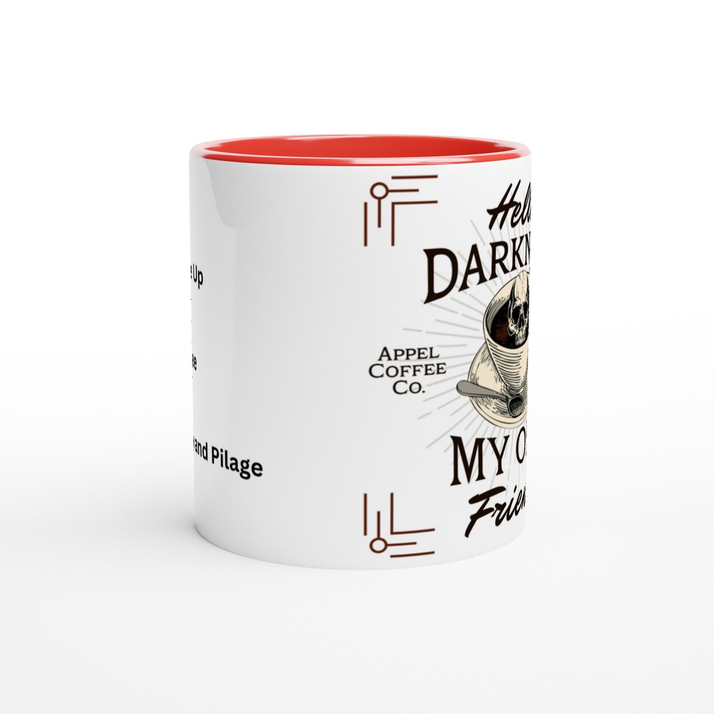 "Hello Darkness" White 11oz Ceramic Mug with Red Inside