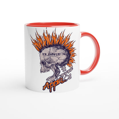 "Caffeine Shock" White 11oz Ceramic Mug with Color Inside