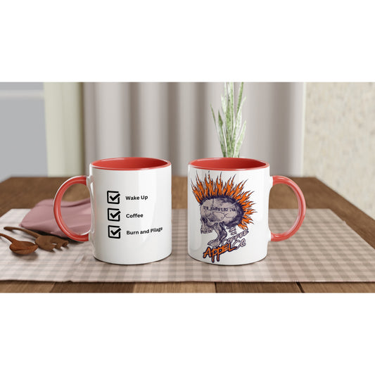 "Caffeine Shock" White 11oz Ceramic Mug with Color Inside